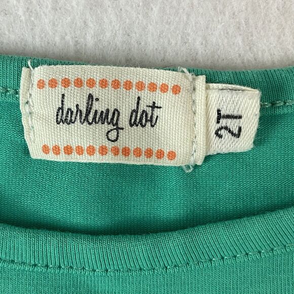 Darling Dot Tunic Dress‎ Girls Size 2T Green Ruffle Tiered Long Sleeve - Picture 4 of 4